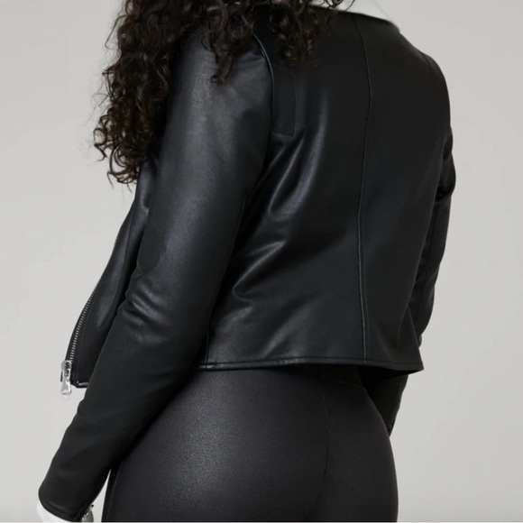 SPANX Black Faux Leather Moto Jacket - Picture 2 of 5